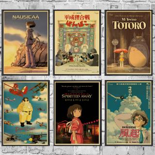 โปสเตอร์กระดาษคราฟท์ ลายอนิเมะ Hayao Miyazaki คุณภาพดี สําหรับตกแต่งผนังบ้าน บาร์