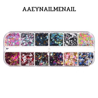 กลิตเตอร์กากเพชร ทรงกลมคละสีคละขนาด 12ช่อง