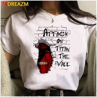 เสื้อยืดสีขาวเสื้อยืด พิมพ์ลาย Attack on Titan สีขาว สไตล์วินเทจ แฟชั่นฤดูร้อน สําหรับผู้ชายS-4XL