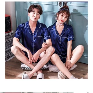 3333 E ชุดนอนสตรีแบบแขนสั้นติดกระดุมด้านหน้า ชุดนอนผ้าซาติน ลื่นไม่ยับง่ายมีหลายไซส์หลายสีให้เลือก สินค้านำเข้า