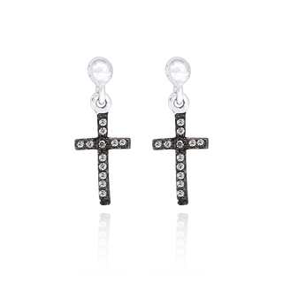 Jewelry Buffet  ต่างหู ต่างหูแฟชั่น รูปไม้กางเขน ต่างหูไม้กางเขนเงินแท้ 925