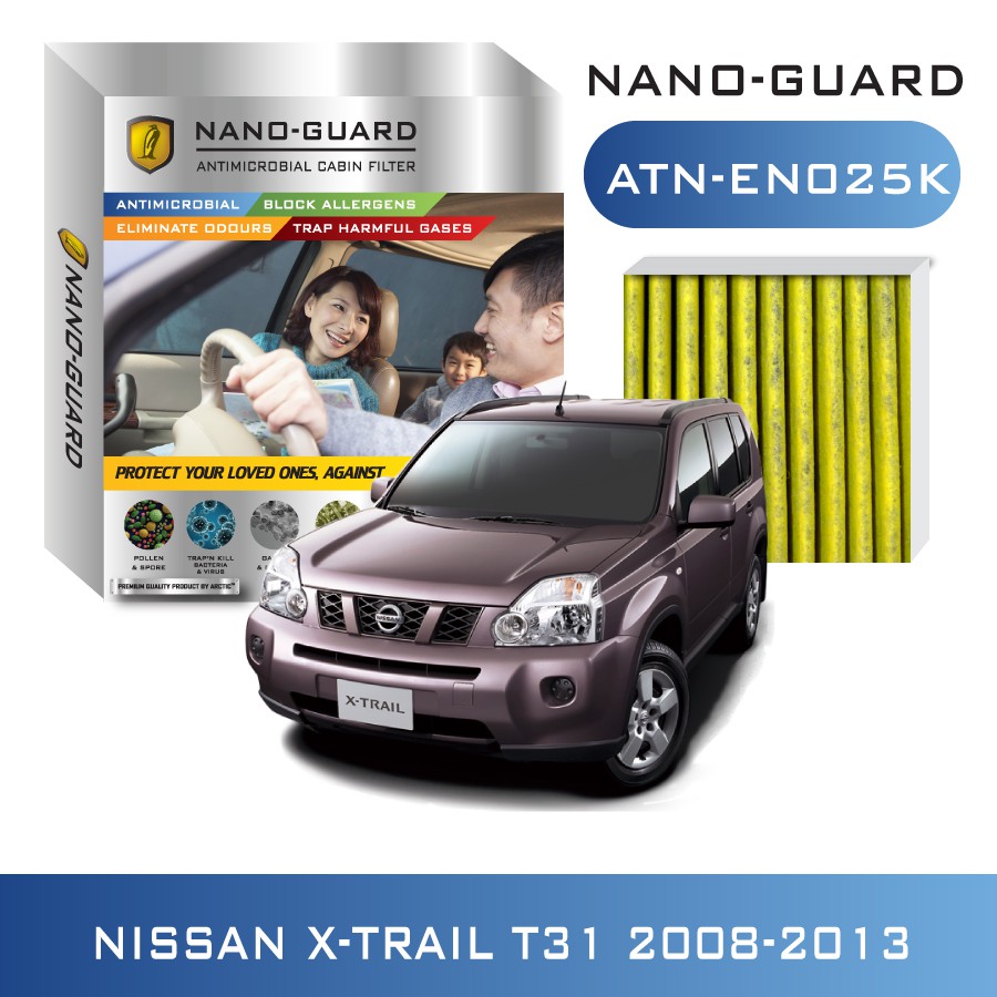 Nissan X-Trail T31(2008-2014)ATN- ENO25K(กรองแอร์ARCTIC NANO-GUARD FILTERฆ่าเชื้อโรค + ดูดกลิ่นเหม็น