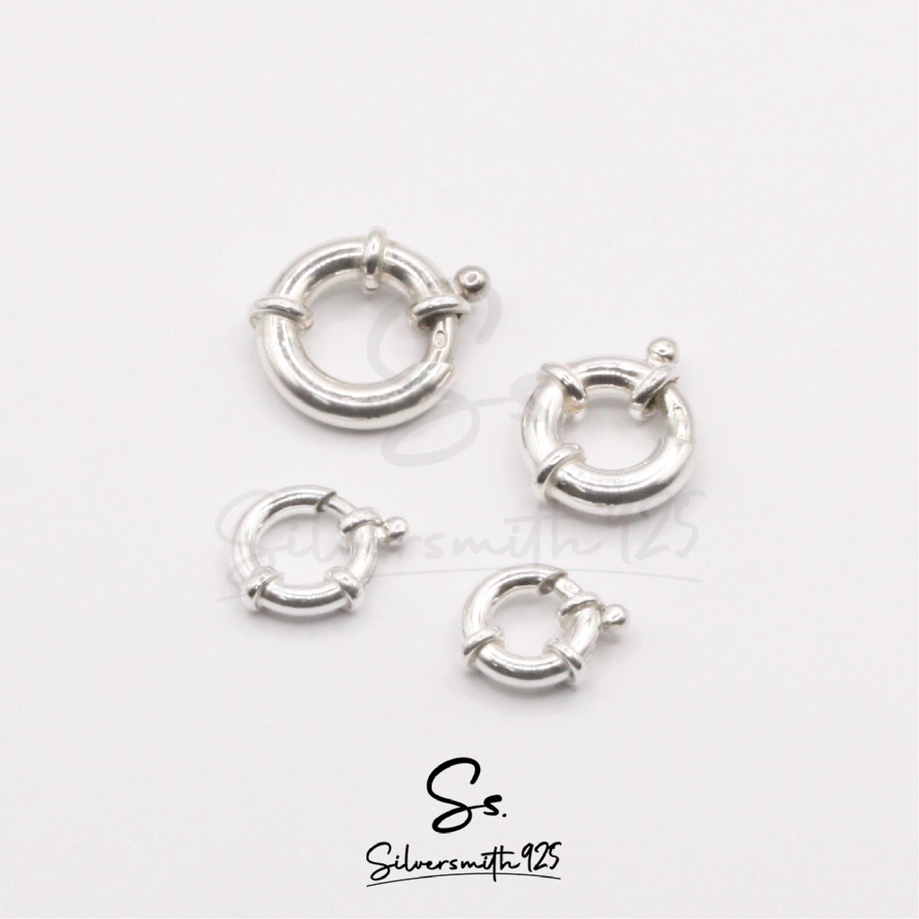 ตะขอเงินแท้แบบใหญ่  สปริงกลมแบบหนา นำเข้าจากอิตาลี ตะขอสร้อยคอ ตะขอสร้อยข้อมือ แข็งแรง ทนทานใช้ง่าย