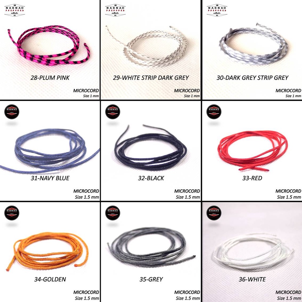 นารันด์ ไมโครคอด เบอร์ 1-36 Paracord Rope 1mm 1.5mm 1.5mm Stitch Small Rope Necklace Bracelet Nabnad