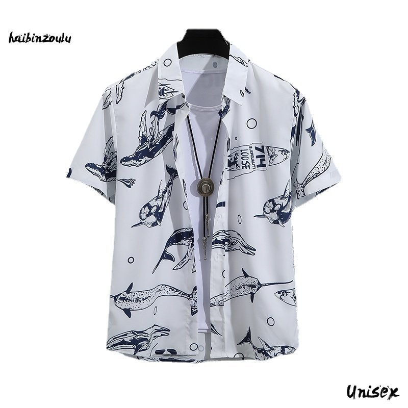 Haibinzoulu เสื้อโปโล แขนสั้น พิมพ์ลาย ขนาดใหญ่ หลากสี สําหรับผู้ชาย และผู้หญิง