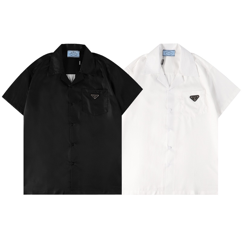 ใหม่เสื้อเชิ้ตแขนสั้นทรงสามเหลี่ยม Pr-Ada สําหรับผู้ชายผู้หญิง