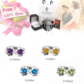 Finejewelthai ต่างหู-ต่างหูพลอยแท้-ต่างหูเงินแท้-Gemstone-Silver-Design-Earring - E1058am,pd,tp,ct