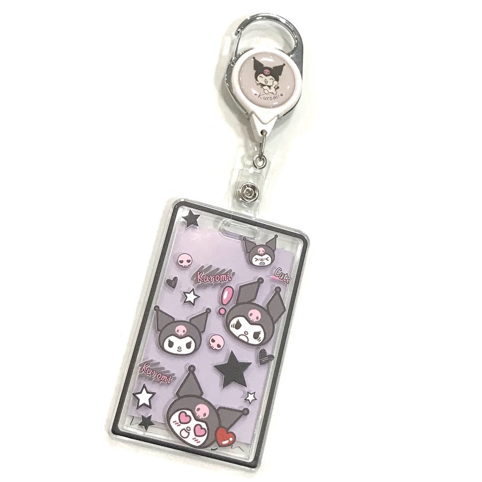 KUROMI ที่ใส่บัตร ที่ห้อยบัตร พร้อมที่ใส่บัตร สายห้อยดึงยืดออก โยโย่ มีก้ามปูสวยงาม ที่ใส่บัตรขนาด 5