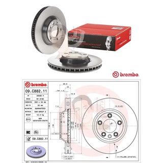 09 C882 11 จานเบรค ล้อ F-L/R (ยี่ห้อ BREMBO) รุ่น HC UV PVT PORSCHE Cayenne 9PA 92A L/R ปี2002-&gt;