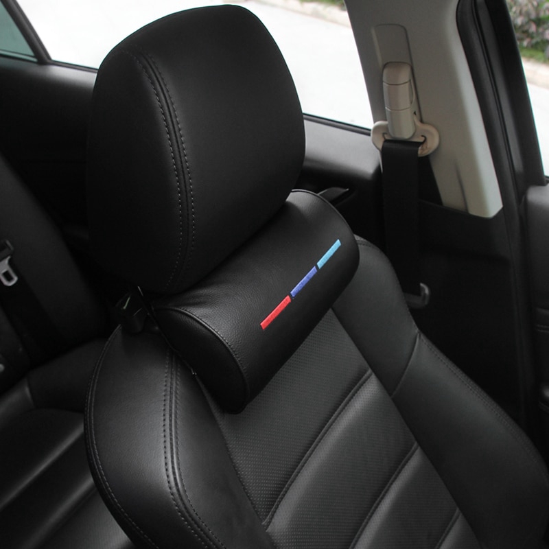 1X รถจัดแต่งทรงผมที่นั่งคอหมอนป้องกัน PU Auto Headrest Support Rest Travelling รถ Headrest คอสําหรับ BMW Accesories