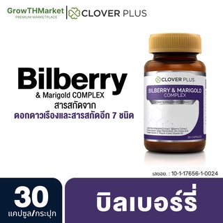 Clover Plus Billberry อาหารเสริม สารสกัด จาก บิลเบอร์รี ดอกดาวเรืองซิงค์ วิตามินอี วิตามินเอ วิตามินบี2 1 ขวด 30 แคปซูล