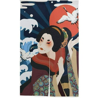 Fjtp Noren ผ้าม่านประตู Ukiyo-e ฉากกั้นห้องครัว Bistro แรเงาเบาะประตูผ้าม่านพรมประตู