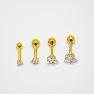 จิวหูคริสตัลสามเหลี่ยม หรือ จิวหู พลอยขาวสามเหลี่ยม&lt;-Earring Triangle Crystal Helix Ear Stud-&gt;