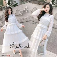 แม็กซี่เดรส งานสวยน่ารักใส่ออกงานเริ่ด ถ่ายพรีเวดดิ้ง ชุดเพื่อนเจ้าสาวก็ดีจ้า(ฟรีไซส์ เลื่อนดูตรงรายละเอียดค่ะ)​