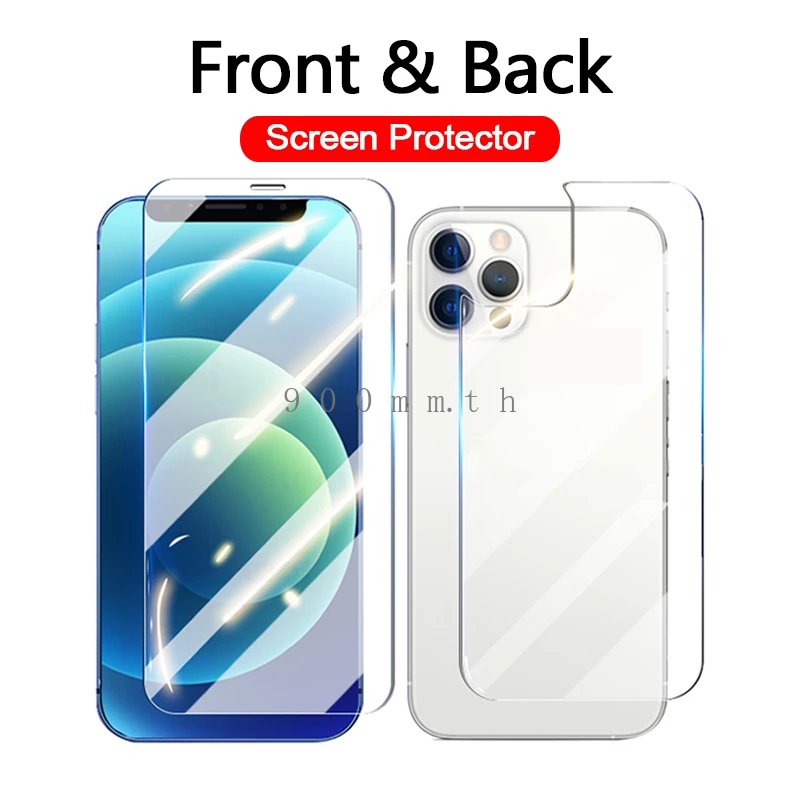 ฟิล์ม iPhone 15 Pro Max ฟิล์มกระจกนิรภัยกันรอยหน้าจอ ด้านหน้า และด้านหลัง สําหรับ iPhone 11 14 13 12 15 Pro Max Plus 14 15 Plus