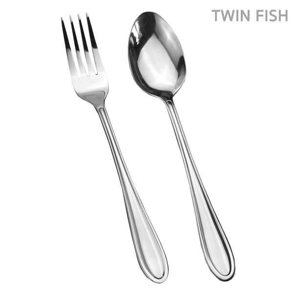 TwinFish ช้อน ช้อนส้อมสแตนเลส หนา 2 มิล สแตนเลสอย่างดี ไม่หัก ไม่งอ คุ้มค่าแน่นอน