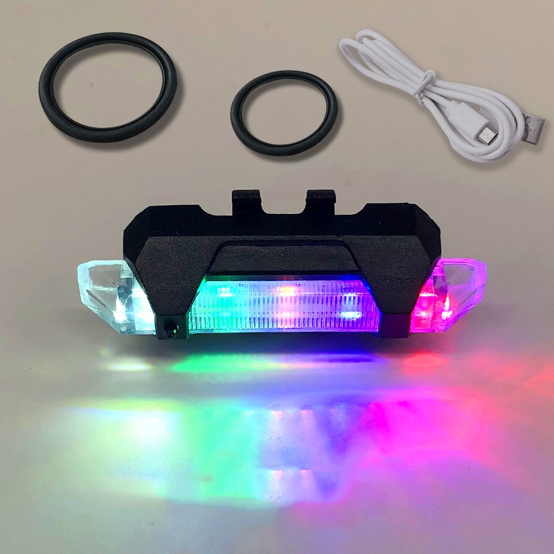 Lueaspy ไฟจักรยาน LED ชาร์จ USB กันน้ํา สีรุ้ง