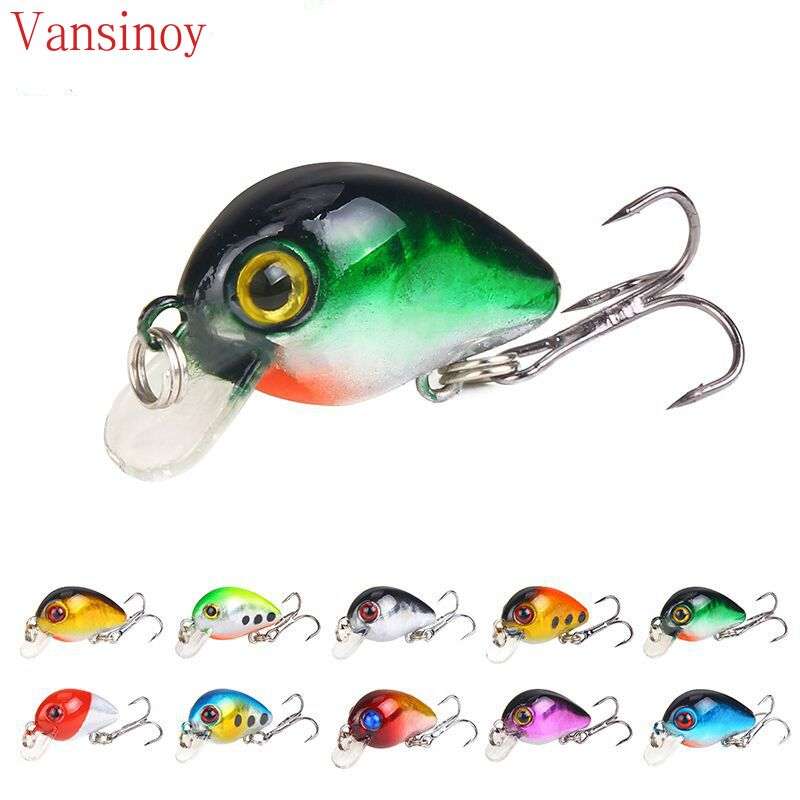Vansinoy เหยื่อตกปลาปลอม พลาสติกแข็ง ขนาดเล็ก 3 ซม. 1.6 กรัม 10 สี