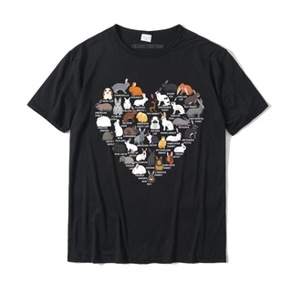 เสื้อยืดผ้าฝ้ายพิมพ์ลายขายดี เสื้อยืดลําลอง ผ้าฝ้าย แขนสั้น พิมพ์ลาย Love Bunnies Funny Rabbit Heart ทรงสลิมฟิต สําหรับผ