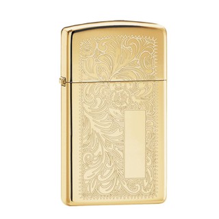 Zippo ไฟแช็กรุ่น 1652B Slim Brass Venetian ของแท้ รับประกันตลอดชีวิต นำเข้าและจำหน่ายโดยตัวแทนจำหน่าย