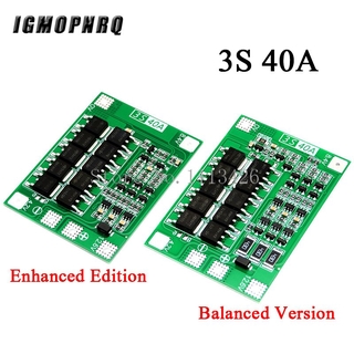 บอร์ดป้องกันแบตเตอรี่ลิเธียม 3S 40A BMS 11.1V 12.6V 18650 พร้อมเวอร์ชั่นสมดุล สําหรับสว่านไฟฟ้า 40A