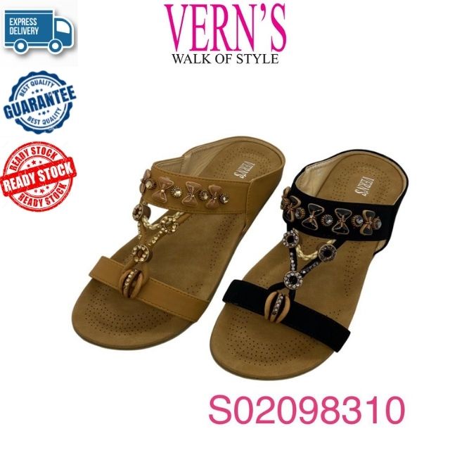 VERNS รองเท้าแตะส้นแบนลําลองสําหรับสุภาพสตรี S02098310 RM69.99