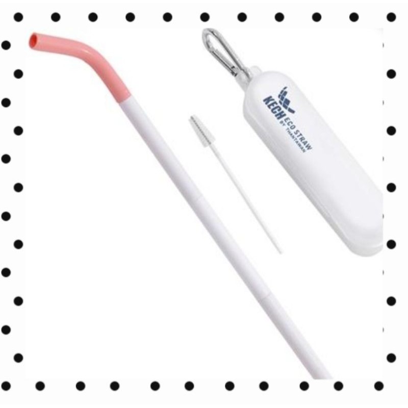 หลอด+แปรงทำความสะอาด ECO STRAW KECH สีชมพู