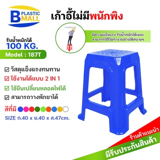 [แพ็ค 5 ตัว]Luckyware เก้าอี้พลาสติกไม่มีพนักพิง ทรงสี่เหลี่ยม รุ่น 187A มีที่พักขา