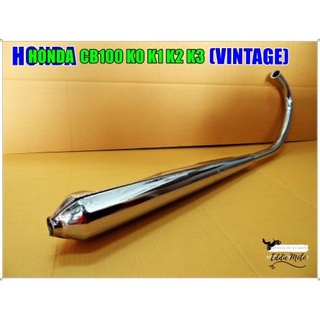 HONDA CB100 K0 K1 K2 K3 EXHAUST MUFFLER PIPE (1 PCS.) "NEW" "VINTAGE" // ท่อไอเสีย สไตล์วินเทจ เหล้กชุบโครเมี่ยม