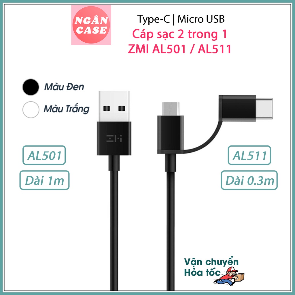 สาย ZMI Micro USB 2-in-1 – Type-C (100cm) - AL501 / ( 30cm ) - AL511