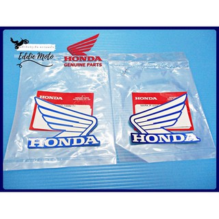 HONDA WING (75 mm.) STICKER "WHITE" &amp; "BLACK" "GENUINE PARTS"  // สติ๊กเกอร์ Honda แท้ สีขาวตัดขอบดำ ขนาด 75MM