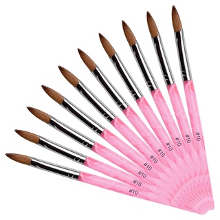 KADS 10pcs Kolinsky แปรงเล็บอะคริลิค UV GEL Builder ภาพวาด Dotting ปากกาแกะสลักเคล็ดลับเล็บ Salon Nail Art TOOL