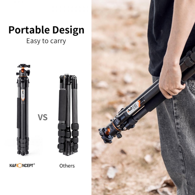 ขาตั้งกล้อง K&F A254C4+BH-35L Carbon Fiber Travel Tripod (KF09.098)