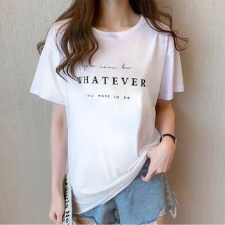 [Sale🔥] เสื้อยืดกุ๊นคอ ทรง slim fit ลายแพนเค้ก และ ลาย Whatver เนื้อผ้านิ่ม ใส่สบาย บางเบา