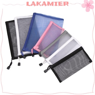 LAKAMIER [Ready Stock] Mesh Pen Bag Zipper Pencil Case Nylon Cosmetic Storage Handbags Coin Purse