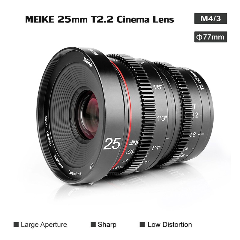 LENS MEIKE 25MM T2.2 FOR 4/3  MANUAL FOCUS CINEMA LENS