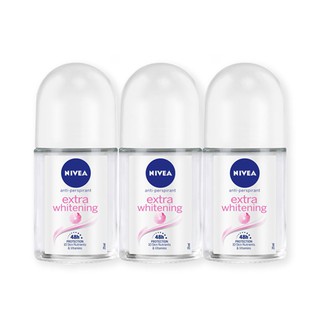 🔥แนะนำ!! นีเวีย เอ็กซ์ตร้า ไวท์เทนนิ่ง โรลออน ขนาด 25 มล. แพ็ค 3 ขวด Nivea Extra White Roll-on 25 ml x 3