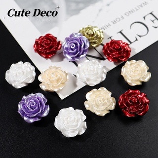 【 Cute Deco 】ดอกกุหลาบน่ารัก สไตล์วินเทจ (11 แบบ) สีแดงมุก 10 มม. / สีแดงมุก 20 มม. / กระดุมเสน่ห์ สีเหลืองอ่อน / รองเท้า Crocs น่ารัก / วัสดุเรซิน Jibbitz Croc DIY / วัสดุเสน่ห์ สําหรับ DIY