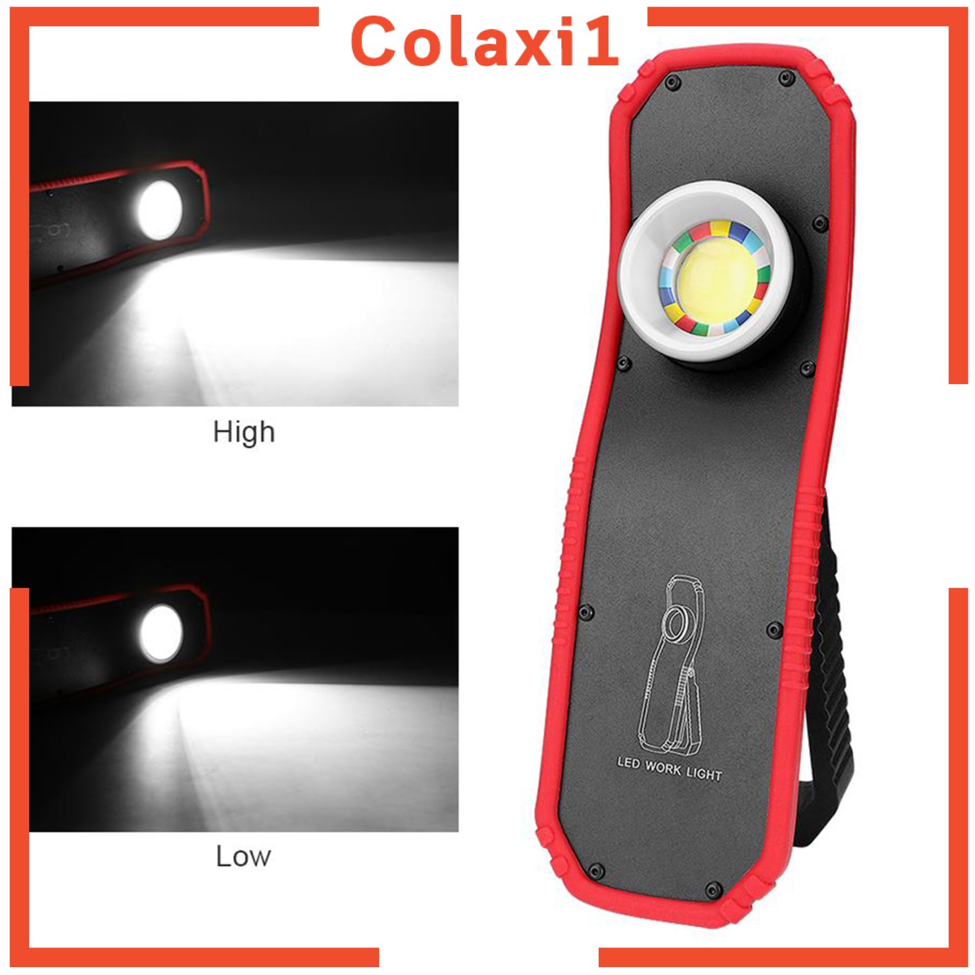 [COLAXI1] LED COB Flashlight Magnetic Camping High-Low Modes Lighting ...