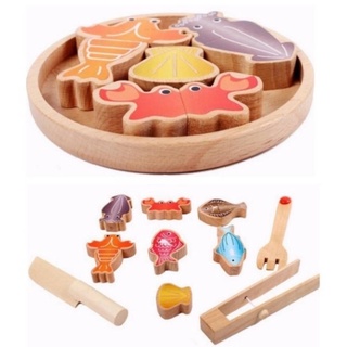 Sea food Cooking Set ของเล่นไม้ บทบาทสมมุติ ทำอาหาร