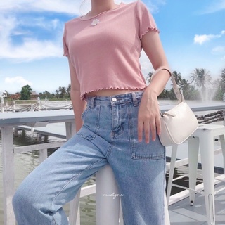 เสื้อครอปขอบหยักสาวอวบใส่ได้อก32-40🌼✨