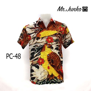 ⚡ ส่งฟรี⚡เสื้อเชิ้ต ลายนกเหยี่ยว ผ้านิ่ม ใส่สบายไม่ร้อน Mr-Junko PC-48