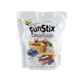 Noi Fun Stix Salted  80g เอ็นโอไอฟันสติกซ์มันผสมเผือกชนิดแท่งโรยเกลือ 80 กรัม