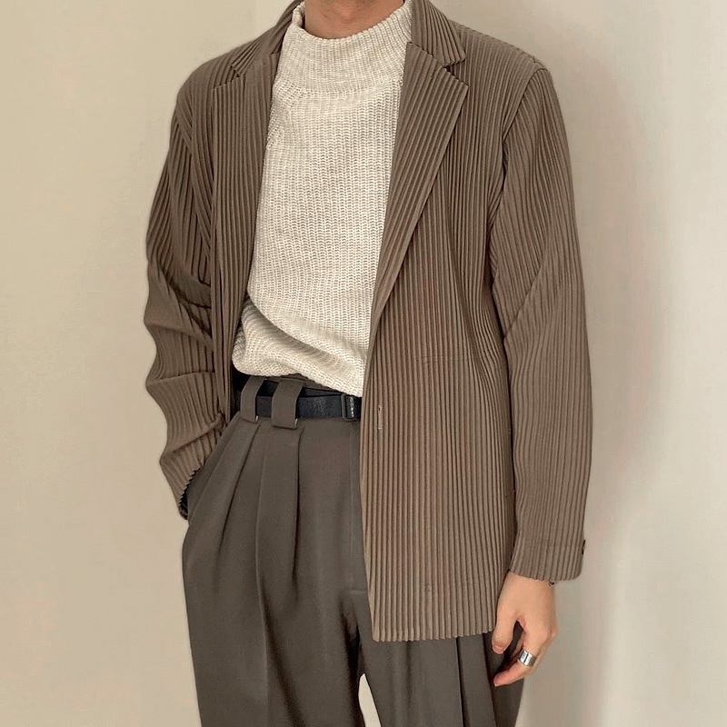 [Ready to Ship] Issey Miyake เสื้อสูท HOMME PLISSÉ pleated top suit fried street high street jacket men's