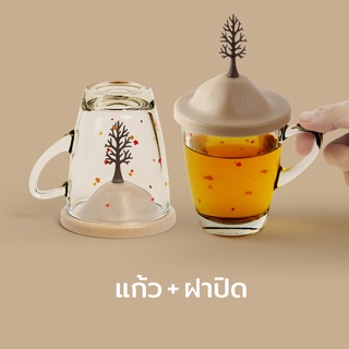 Qualy Autumn Mug - Glass cover แก้วและฝาปิด รุ่นต้นไม้แห้ง ที่คว่ำแก้วมัลติฟังก์ชั่น QL10317