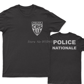 ใหม่ เสื้อยืดคอกลม ผ้าฝ้าย ลายตํารวจ Nationale CRS France French 1 สองด้าน สไตล์ฮาราจูกุ สําหรับผู้ชาย gildan xs-3xlสามา