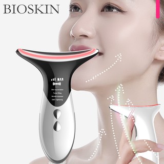 BIOSKIN Smart Neck Beauty Massager LED Photon Therapy EMS Heating Face Lifting Vibration Skin Tighten Anti-Wrinkle Remove Device