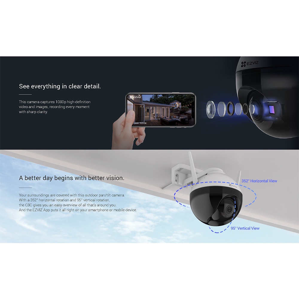 EZV-C8C-A01F2WFL1 C8C Outdoor Pan/Tilt Camera กล้องวงจรปิไร้สาย wifi 2MP