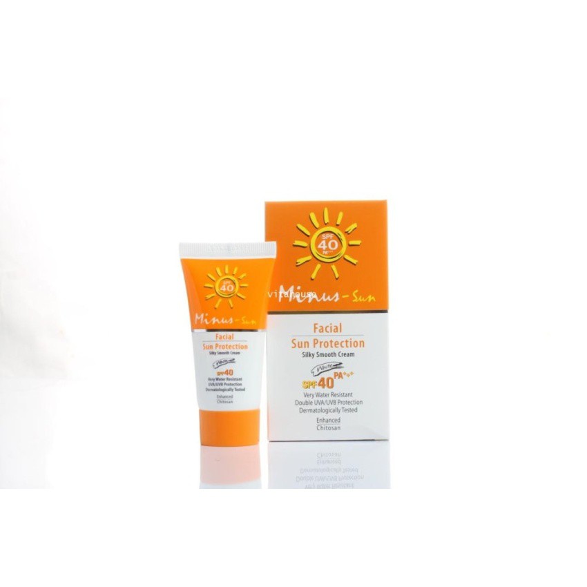 Minus-Sun Facial Sun Protection Silky Smooth Cream SPF40 PA+++(Ivory) สีเบจ 25g.