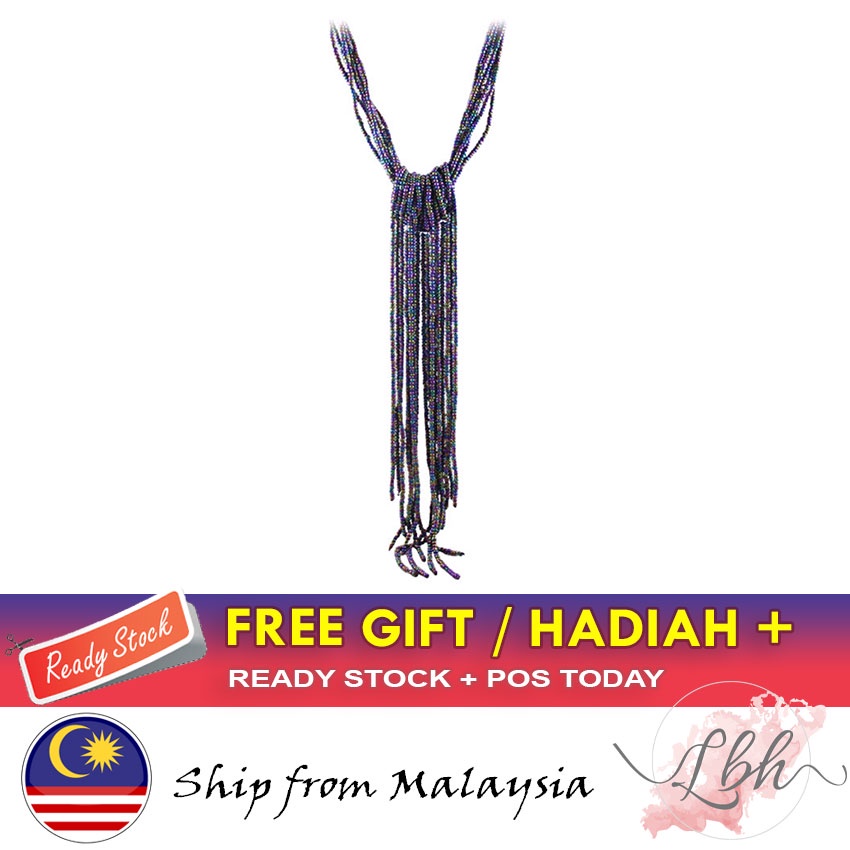 [LBH] สร้อยคอพู่โลหะผสมลูกปัดหลากสี 56 ซม. สร้อยคอสร้อยคอ Rantai - NL315